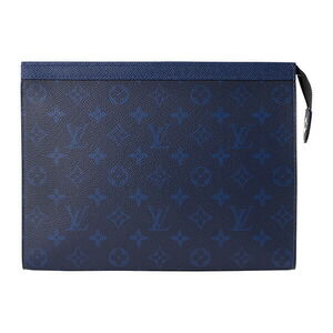 Louis Vuitton Clutch Shoulder Bag Taiga Rama Pochette Voyage Blue